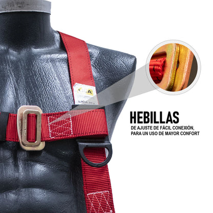ARNÉS DE SEGURIDAD ANTI CAÍDAS CON ANILLO ¨D¨ EN ESPALDA MOD. ARN-L