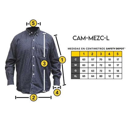 CAMISA DE MEZCLILLA INDUSTRIAL MOD. CAM-MEZ-L