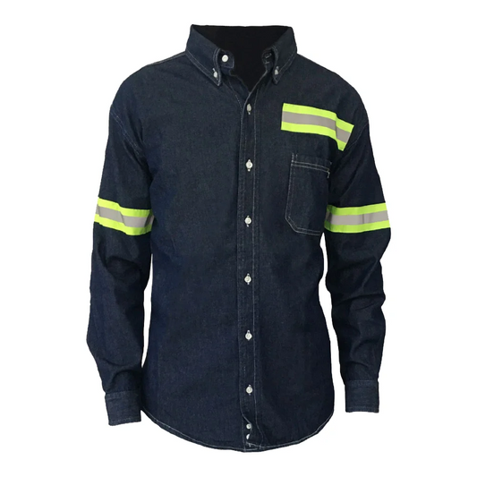 CAMISA DE MEZCLILLA CON CINTAS REFLEJANTES MOD.