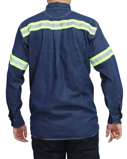 CAMISA DE MEZCLILLA CON CINTAS REFLEJANTES MOD.