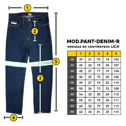 PANTALÓN DENIM REFLEJANTE CABALLERO MOD. PANT-E-DENIM-R