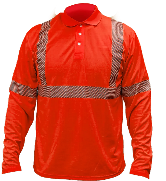 PLAYERA TIPO POLO ALTA VISIBILIDAD MANGA LARGA MOD. POLOHV-ML-I