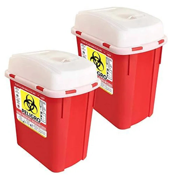 Bote recolector RPBI (Residuos Peligrosos Punzocortantes Biologico-Infeccioso.)